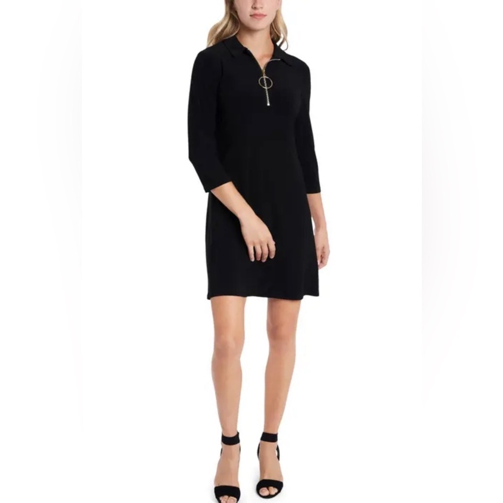 Chaus black dress 1/4 front zip
three-quarter sleeves Dress it up. Medium